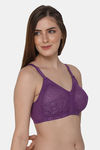 Intimacy Double Layered Non Wired 3/4th Coverage Lace Bra - Magic Purple — thumbnail 2